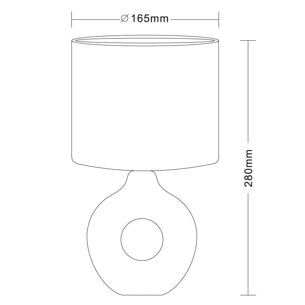 Lámpara de mesa Ellie fabricada en cerámica color blanco con pantalla de tela