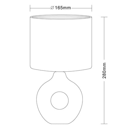Lámpara de mesa Ellie fabricada en cerámica color blanco con pantalla de tela
