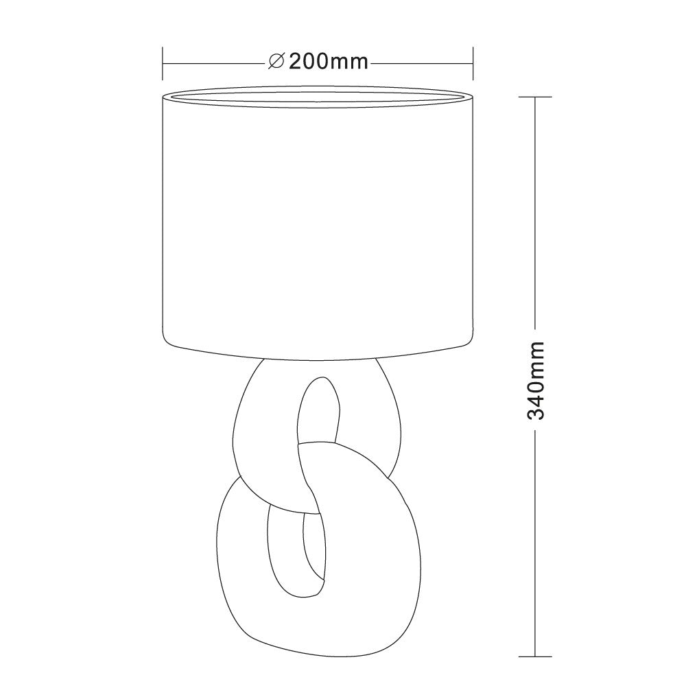 Lámpara de mesa Melie fabricada en cerámica color blanco con pantalla de tela
