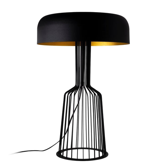 Lámpara fabricada en Metal color Negro con interior Dorado