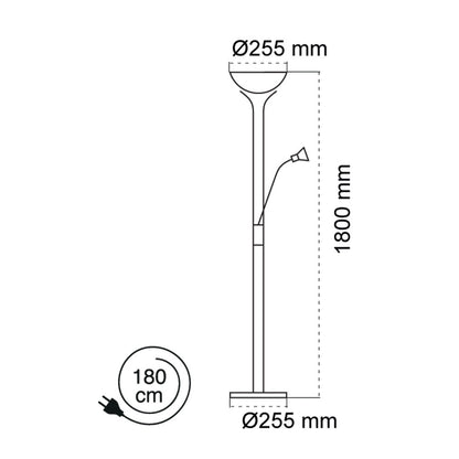 Lámpara de pie con lector orientable y doble casquillo E27+E14