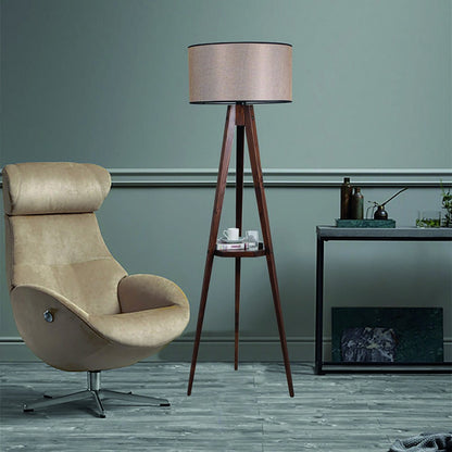 Lámpara de pie moderna ideal para salón con mesa auxiliar