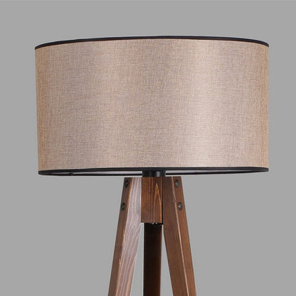 Lámpara de pie fabricada en madera y tela color beige