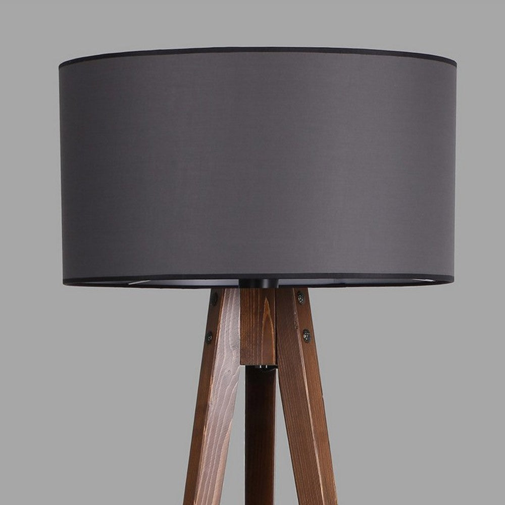 Lámpara de pie fabricada en Madera color gris antracita