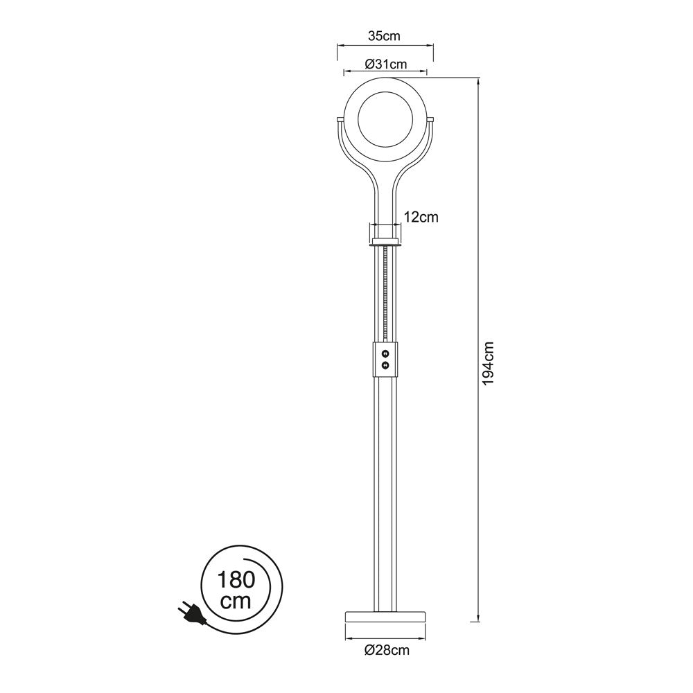 Lámpara de pie con luz LED de 3000K, ideal para crear un ambiente cálido