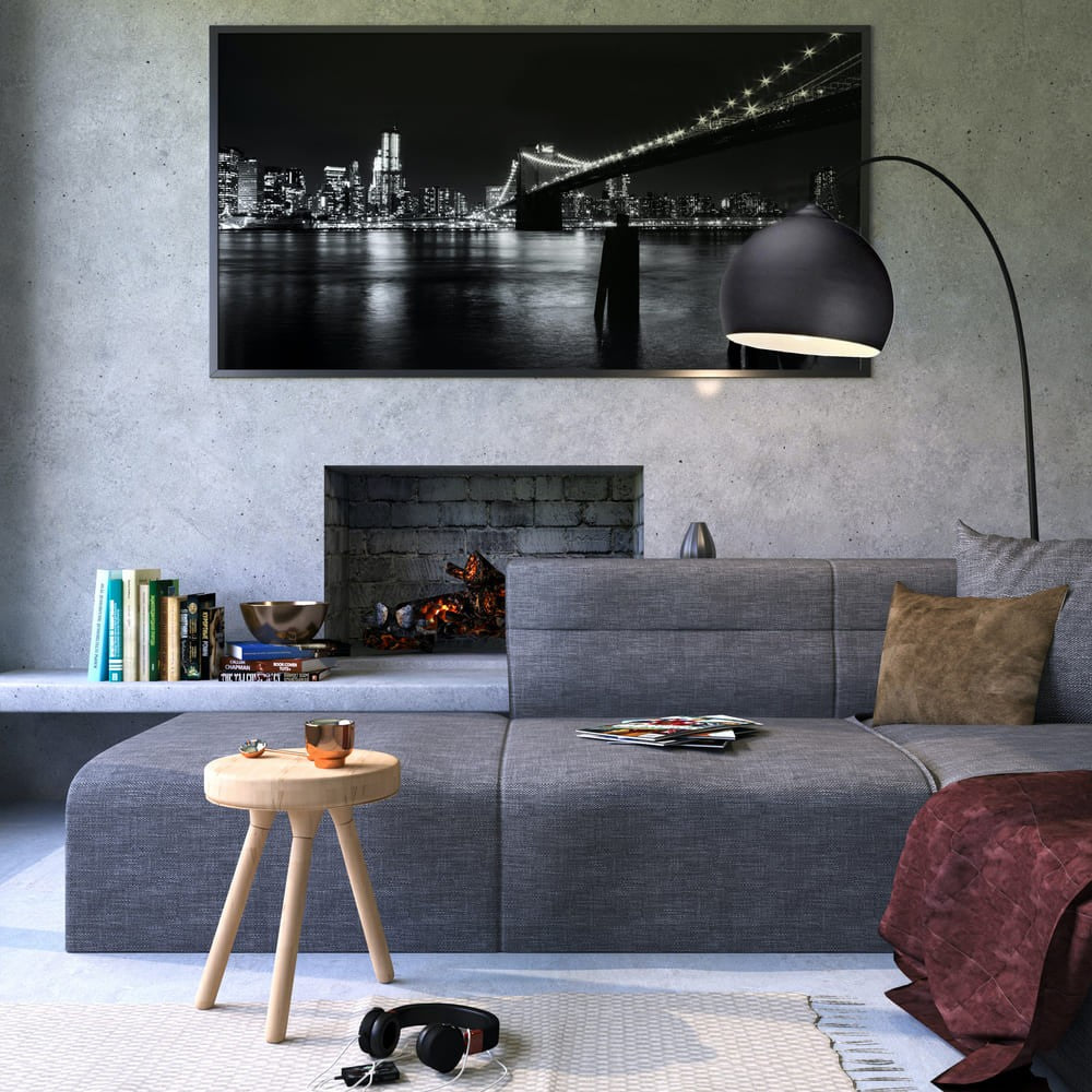 Lámpara Noova fabricada en metal color negro con base efecto mármol