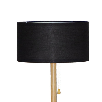 Lámpara de pie Olivia fabricada en madera, metal y tela color negro