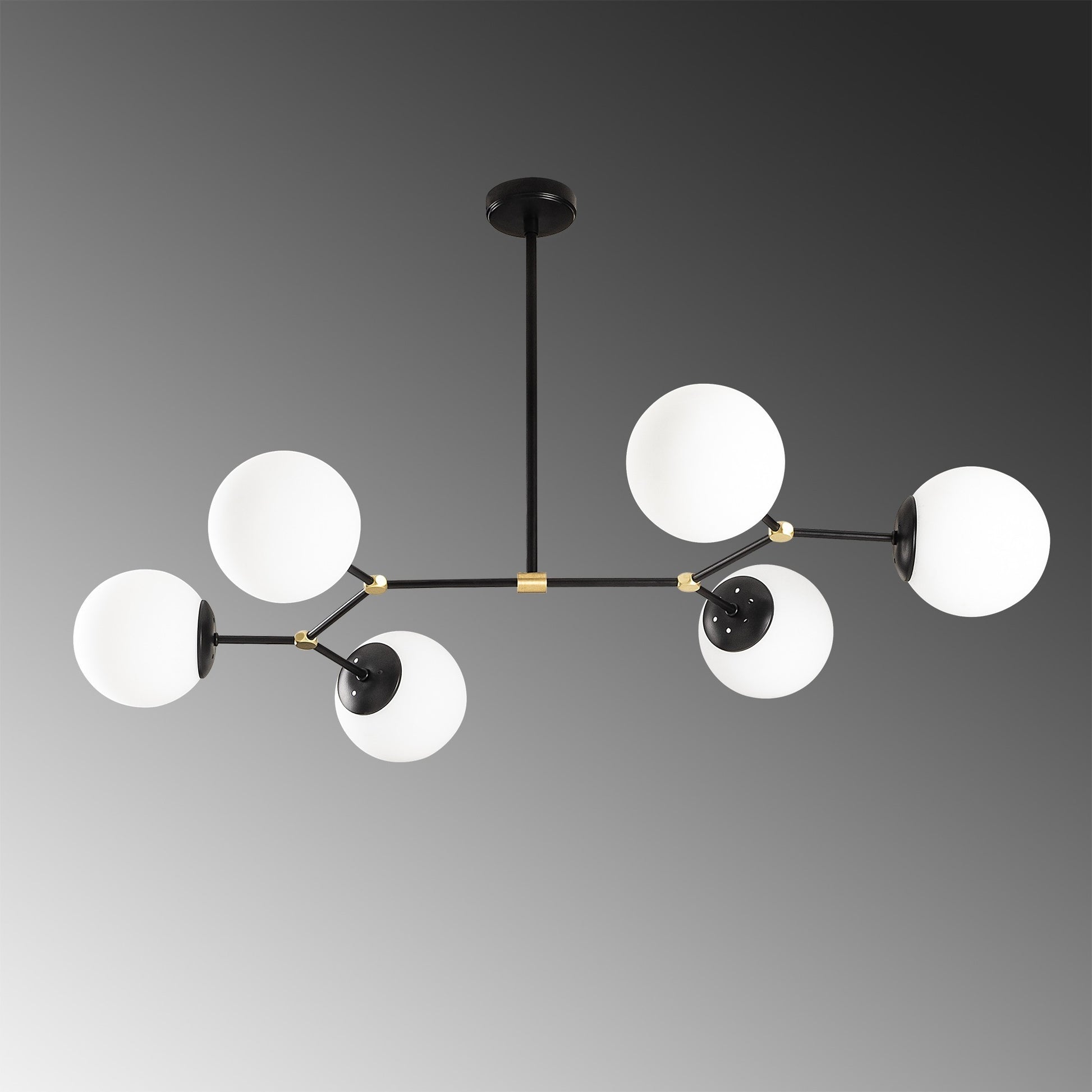 Lámpara colgante fabricada en metal negro y cristal mate color negro