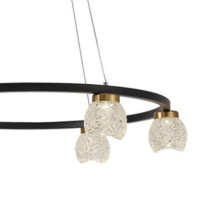 Lámpara Fany fabricada en hierro, aluminio y cristal color negro y oro