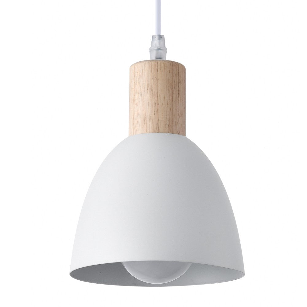 Lámpara Lilian fabricada en Madera y Metal color Blanco y Negro