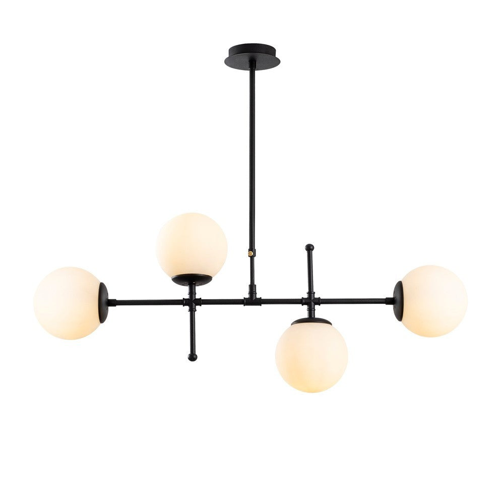 Lámpara de techo fabricada en metal color negro con tulipas de cristal