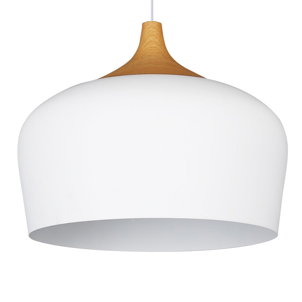 Lámpara Zora fabricada en madera y metal color blanco