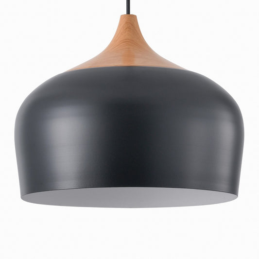 Lámpara Zora fabricada en madera y metal, color negro