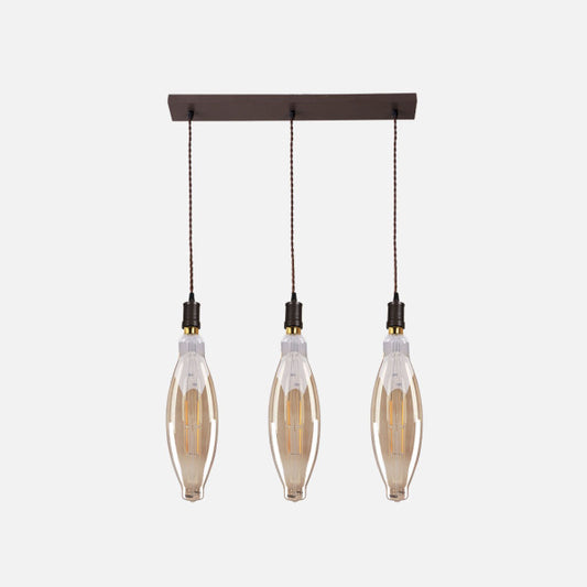 Lámpara Colgante Elio 3 Luces E27 Marrón y Ámbar Fabrilamp - vista principal | Fabrilamp / Abrila