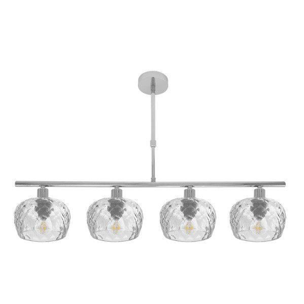 Lámpara Estela 4xE14 Cromo con tulipas de cristal tallado transparente. Fabrilamp en luzguru.com