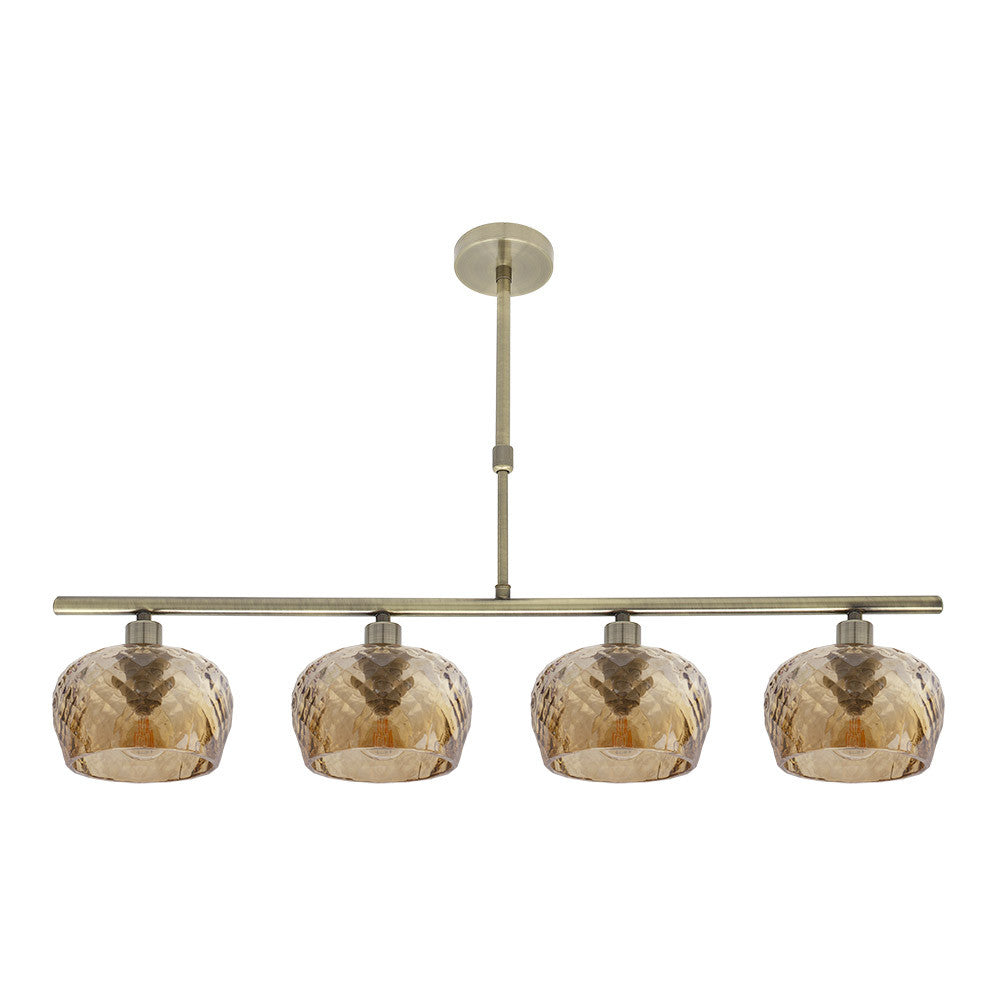 Lámpara de techo Estela Fabrilamp / Abrila con 4 luces y cristal ámbar, ref. 196854014