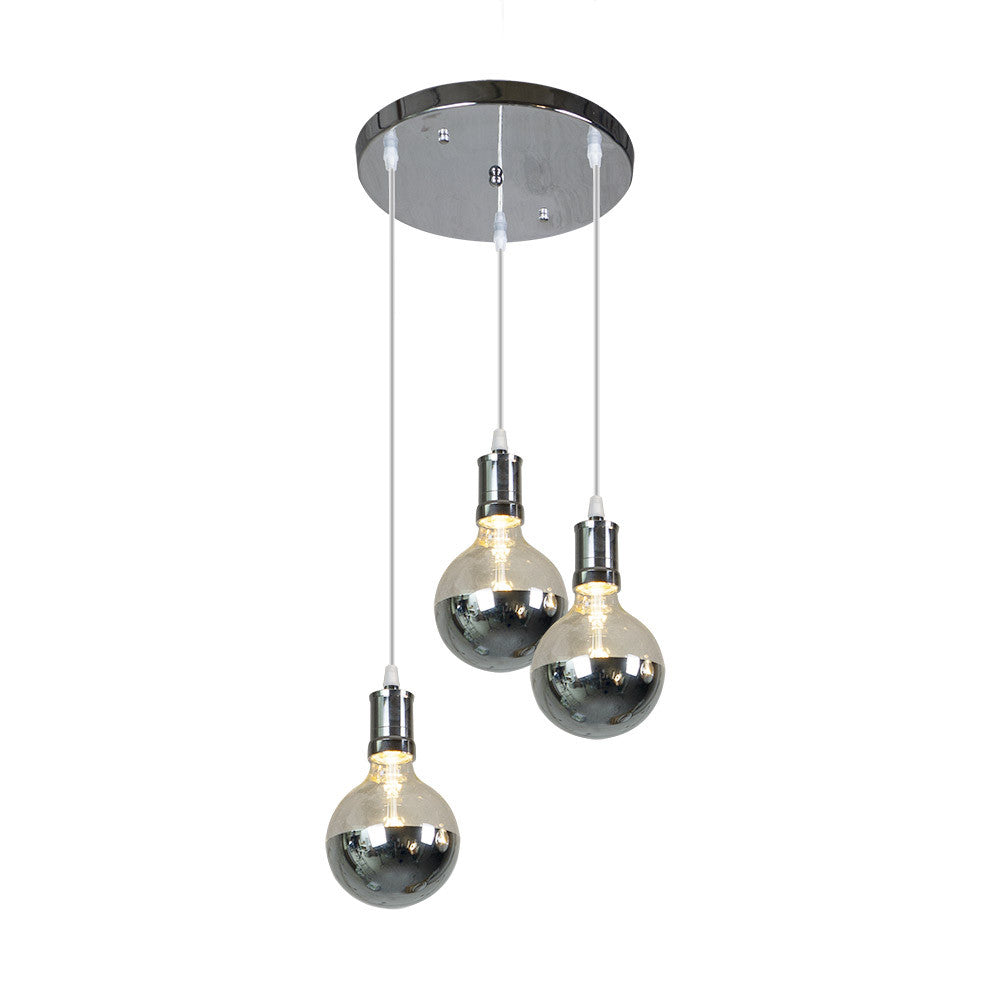 Lámpara Gala fabricada en metal color cromo con bombillas LED E27 incluidas