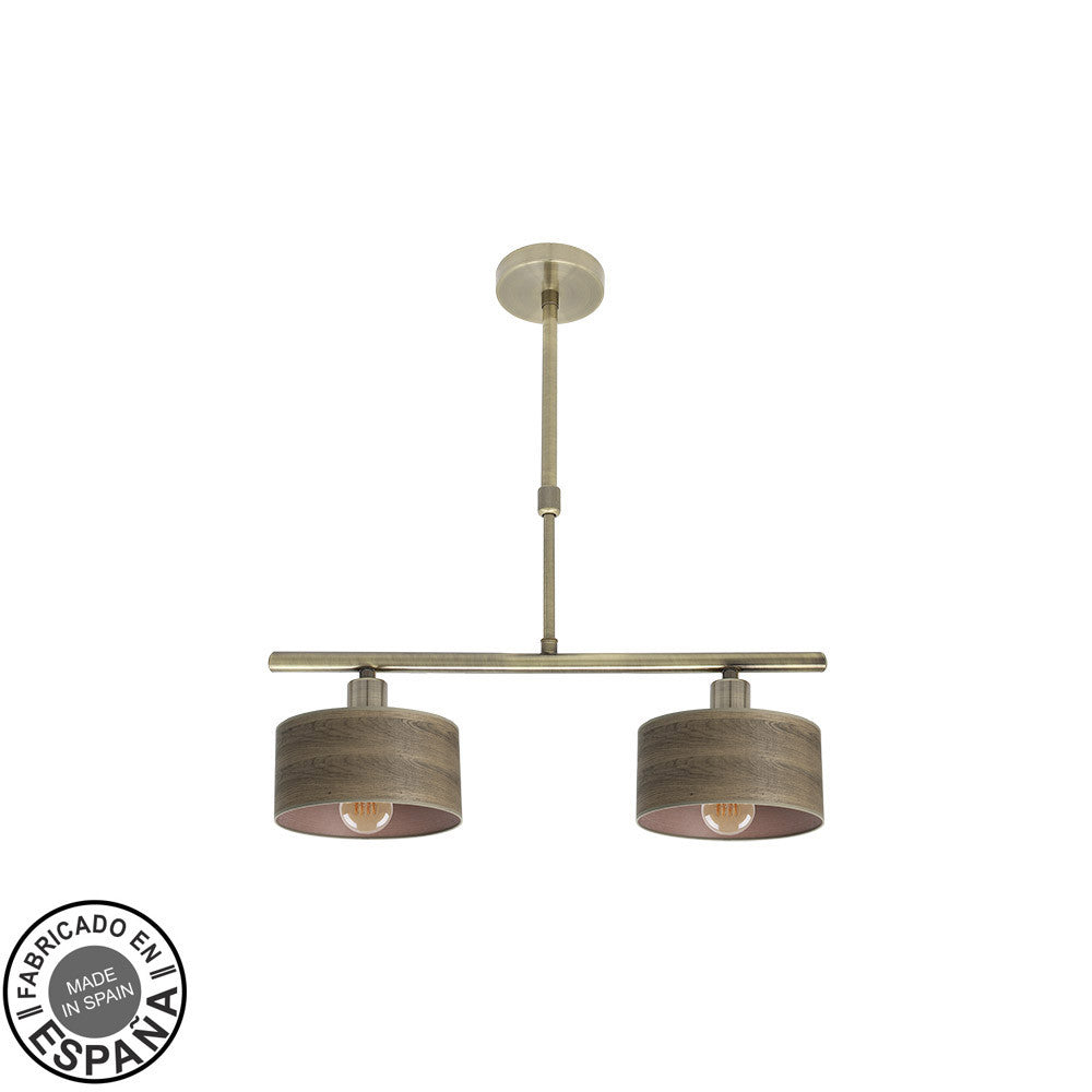 Lámpara Gilda Fabrilamp / Abrila de 2 luces en textil y cuero, ref. 190352084