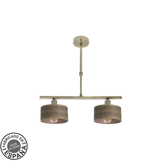 Lámpara Gilda Fabrilamp / Abrila de 2 luces en textil y cuero, ref. 190352084