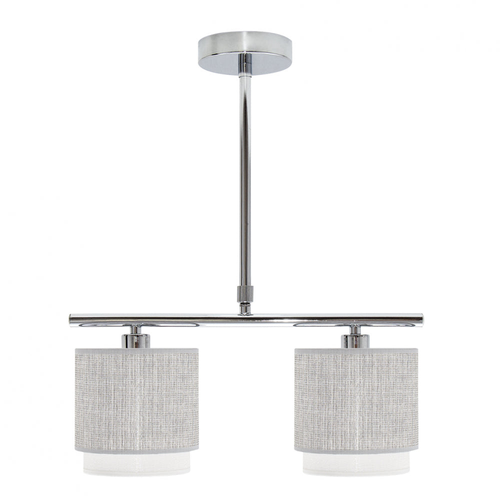 Lámpara de techo Kenya Fabrilamp / Abrila con textil gris y blanco, ref. 111052028