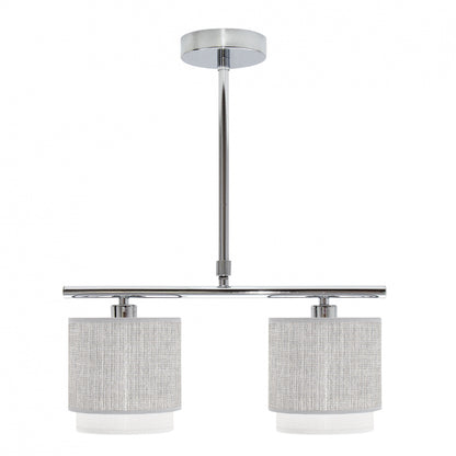 Lámpara de techo Kenya Fabrilamp / Abrila con textil gris y blanco, ref. 111052028