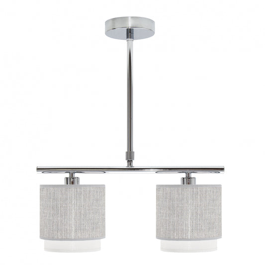 Lámpara de techo Kenya Fabrilamp / Abrila con textil gris y blanco, ref. 111052028