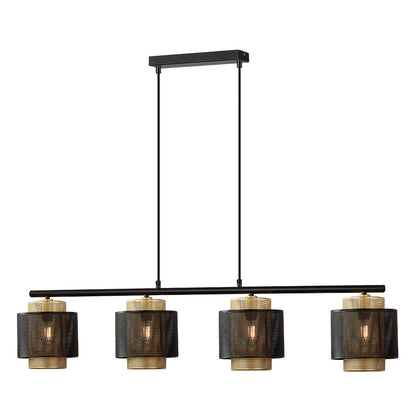 Lámpara Kyoto fabricada en metal color negro y oro, estilo vintage