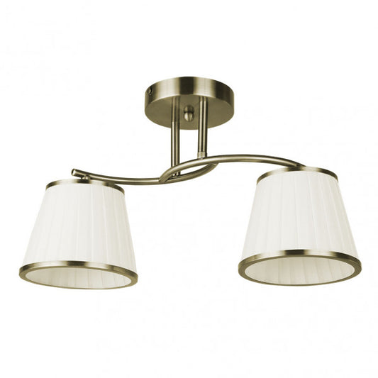 Lámpara Lantanas 2xE27 de Fabrilamp, color cuero y pantalla beige. Diseño elegante y moderno para iluminar tu hogar.