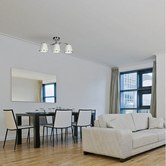 Lámpara Lantanas 3xE27 Cromo/Blanco, detalle de la pantalla, Fabrilamp, luzguru.com