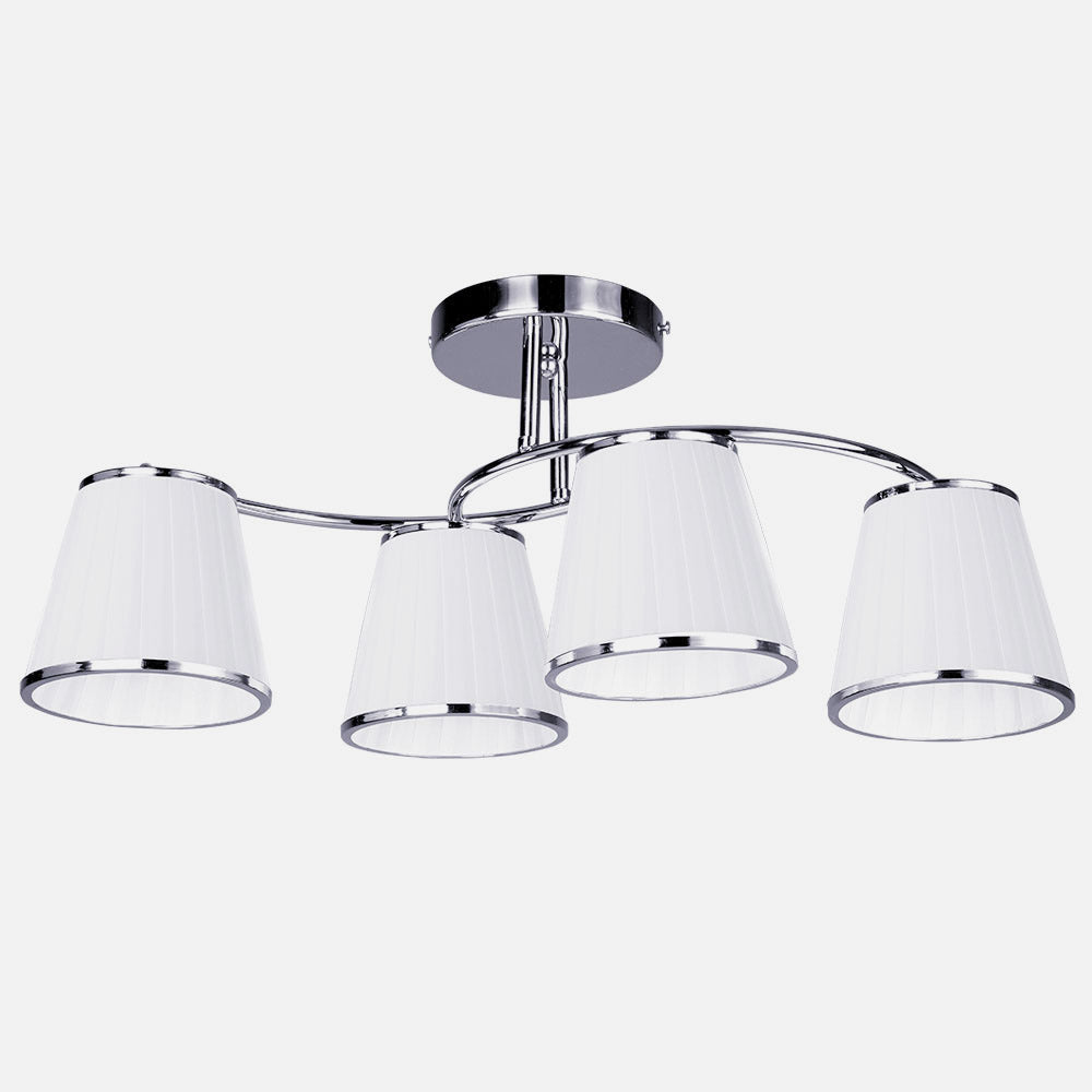 Lámpara Lantanas fabricada en metal cromado color blanco, elegante iluminación interior