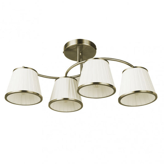 Lámpara Lantanas 4xE27 Cuero Beige de Fabrilamp, vista frontal. Iluminación elegante para tu hogar.