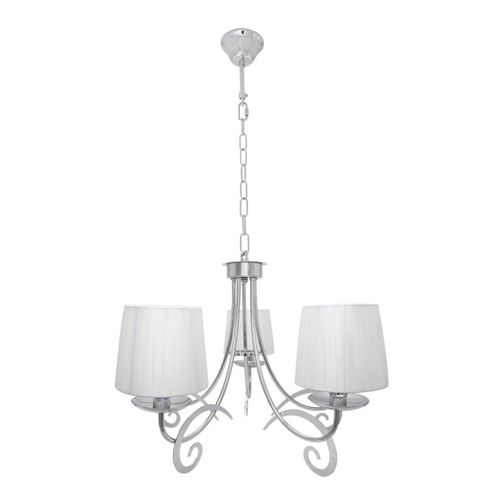 Lámpara Luxor Clásica Fabrilamp / Abrila 5 Luces Cromo y Blanca 155255020