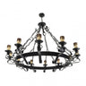 Lámpara Rústica Medieval Negra de 12 luces, vista general. Fabrilamp en luzguru.com