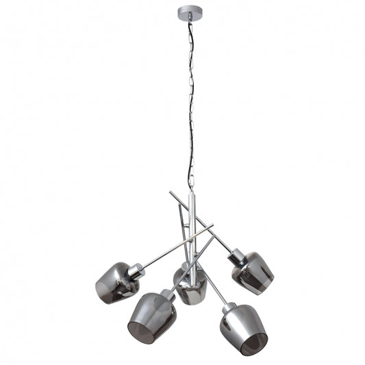 Lámpara de Techo Soline 5 Luces E27 Cromo y Cristal Ahumado Fabrilamp - vista principal | Fabrilamp / Abrila