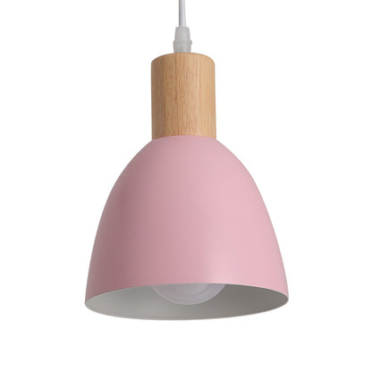 Lámpara Lilian fabricada en madera y metal color rosa