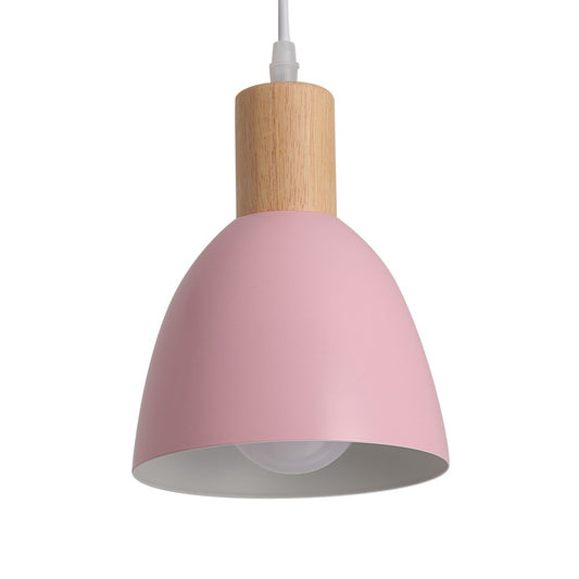 Lámpara Lilian fabricada en madera y metal color rosa