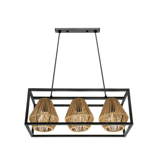 Lámpara Tutti Negro/Natural de Fabrilamp, diseño de rattan, 3 portalámparas E27.  Encuéntrala en luzguru.com