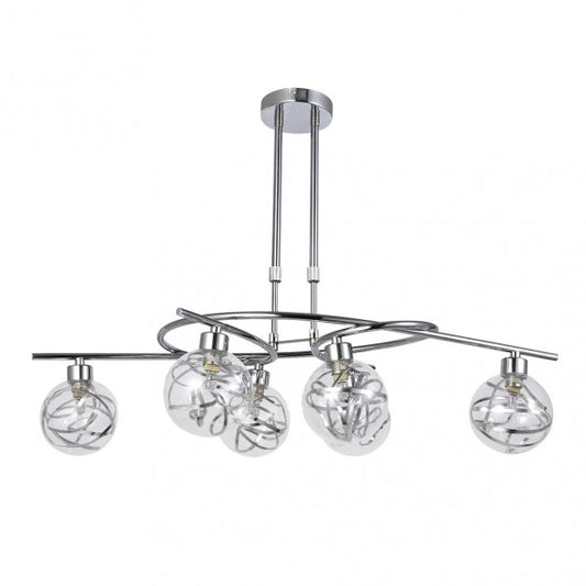 Lámpara Colgante Varanasi 6 Luces G9 Cromo y Cristal Fabrilamp - vista principal | Fabrilamp / Abrila