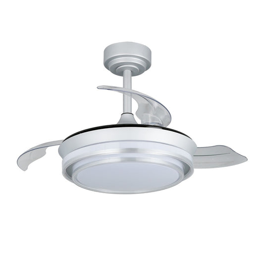 Ventilador de Techo Lander Retráctil 46W LED CCT Plata 5520 lm CristalRecord - vista principal | CristalRecord