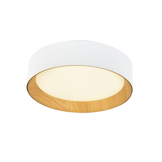 Plafón Moderno LED 60W / Blanco + madera – vista principal · Ref. 27-202-60-100