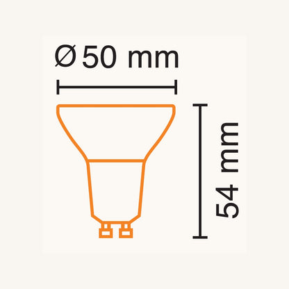 Bombilla GU10 fabricada en cristal, color blanco frío, ideal para espacios modernos