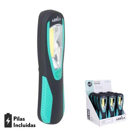 Linterna de Trabajo FOTON 300 Lúmenes Negro/Verde Fabrilamp - Vista frontal principal en fondo blanco | LuzGurú