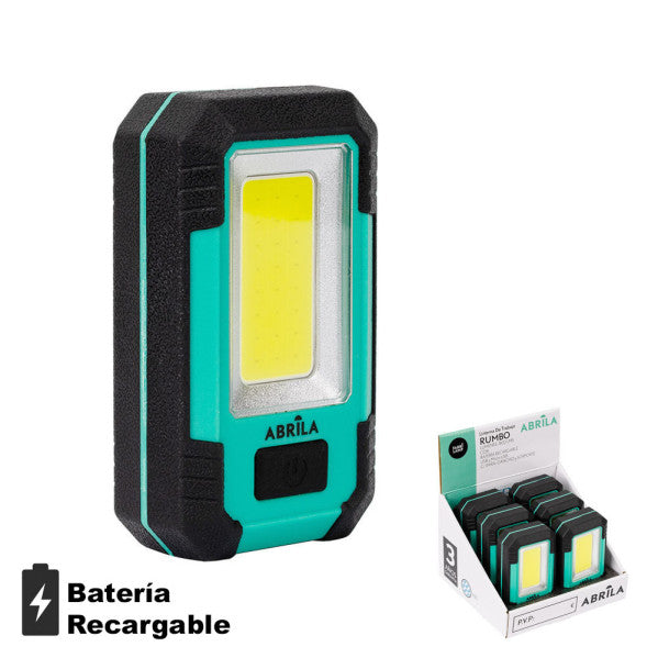 Linterna de trabajo Rumbo LED 3COB 800lm con USB, imán y gancho - Fabrilamp