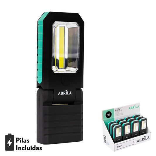 Linterna de Trabajo LED COB Rumbo 300 Lúmenes Negro/Verde Fabrilamp - Vista frontal principal en fondo blanco | LuzGurú