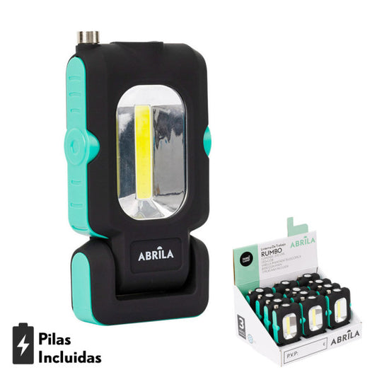 Linterna de Trabajo LED Rumbo 200 Lm Imantada Negro/Verde Fabrilamp - Vista frontal principal en fondo blanco | LuzGurú