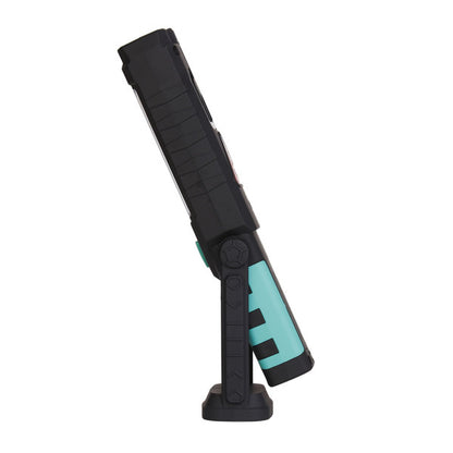 Linterna de Trabajo LED FOTON 300 Lúmenes Negro/Verde Fabrilamp encendida con proyección de luz y ambiente | LuzGurú