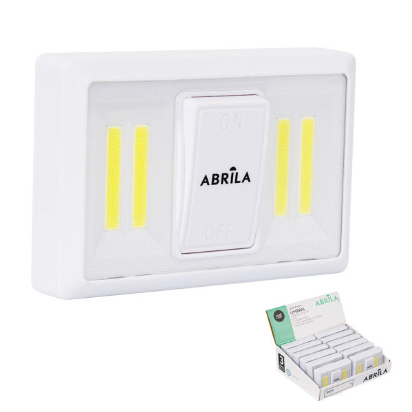 Luz de armario LED COB Umbral 200lm con interruptor, imán, adhesivo y opción para colgar. Fabrilamp.