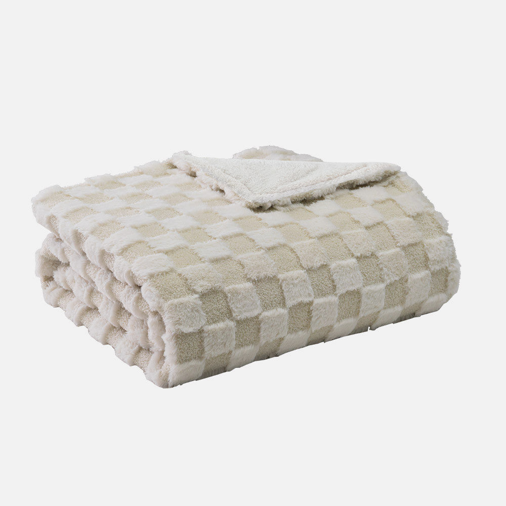 Manta Alcantara fabricada en Poliester color Beis/Blanco