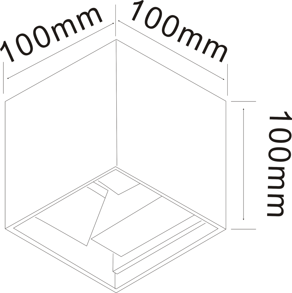 Medidas del Aplique LED IP65 de Muñoz e Hijos (Apliques Exterior) en color negro cuadrado con iluminación bidireccional - Ref 005117.

