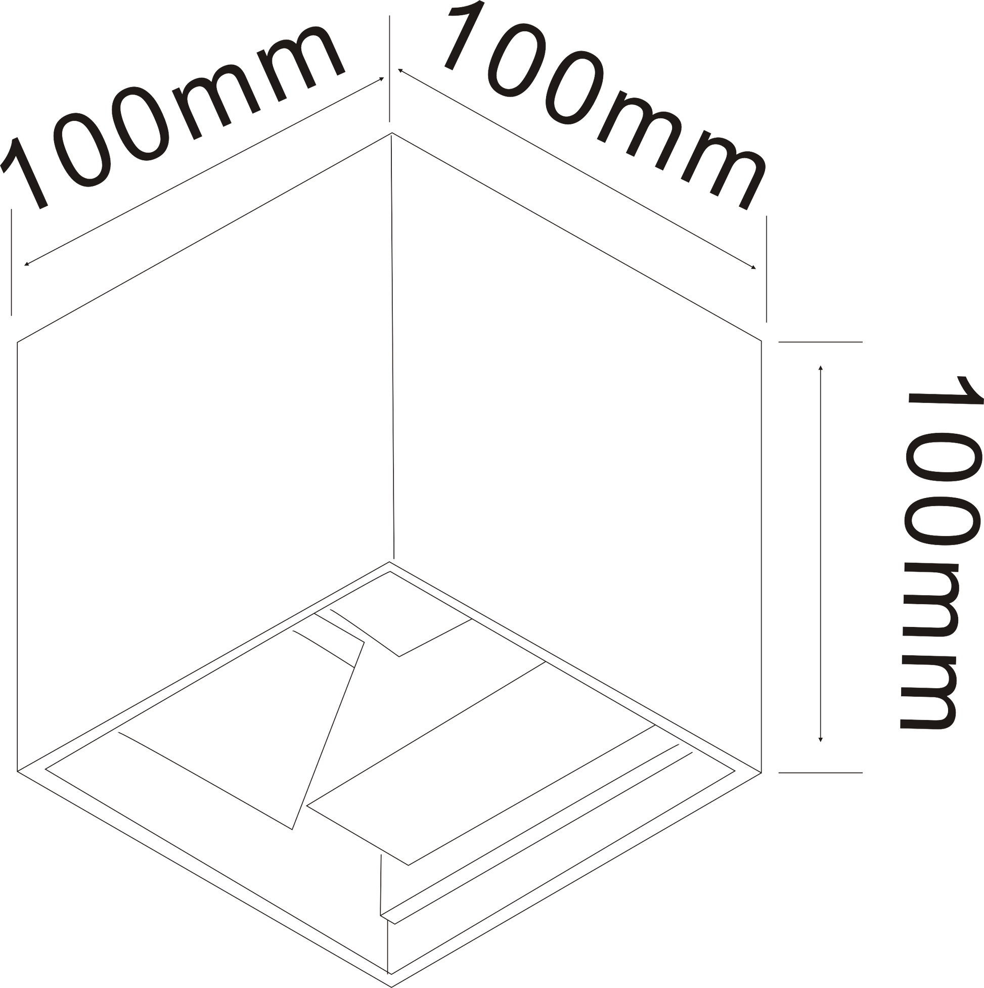 Medidas del Aplique LED IP65 de Muñoz e Hijos (Apliques Exterior) en color negro cuadrado con iluminación bidireccional - Ref 005117.

